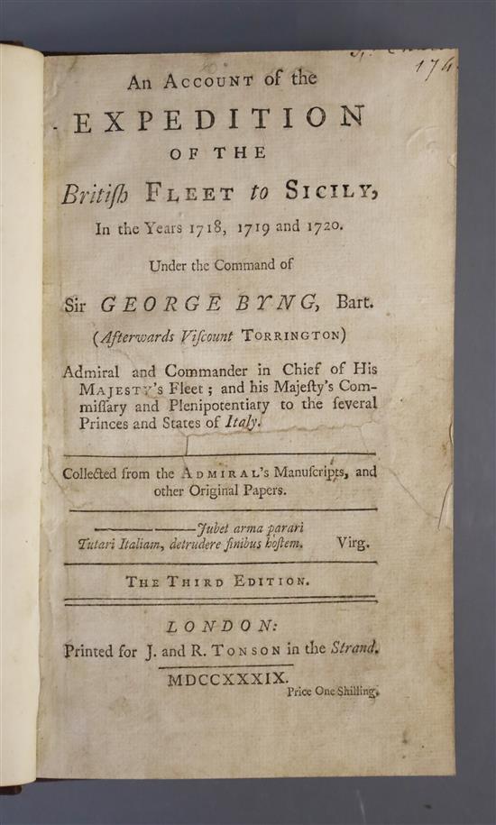 Corbett, Thomas - An Account of the Expedition of the British Fleet to Sicily ..., 3rd edition, 8vo, rebound calf,